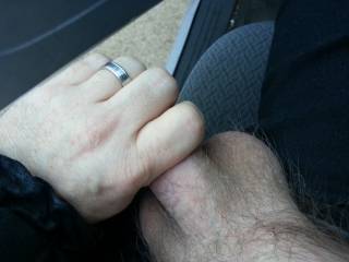 tugging on my cock as I get out of my car just before going inside and fucking my wife