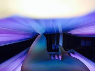A tanning bed tease.. Another selfie sent to me by my next adventure. Mmmm