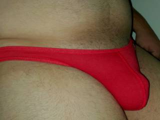 In my red thong. Do you like my underwear?