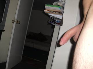 A side view of my penis. Nothing special but I thought the shadow that casts behind me kind of puts my size/shape into perspective.