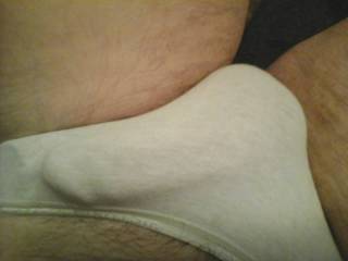 Another pic of him filling my white cotton panties.