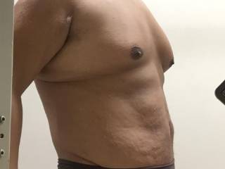 Brown thong bulge after swim