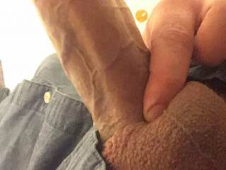 I love to shave my balls so they’re nice and smooth and have a good trim too . Ladies what you gonna do with these full smooth balls and thick cock?