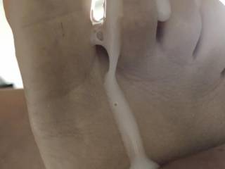 An afternoon of fun and she loves having spunk on her feet