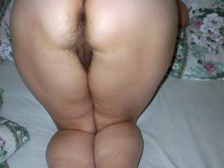 Granny Marie, a friend,with her ass up showing some hairy pussy
