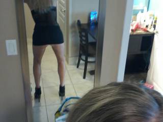 A rear view of my dress when I went out of town.