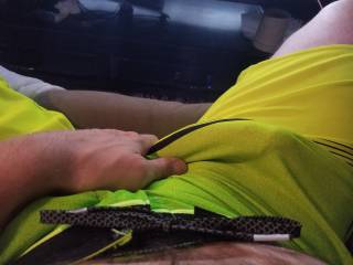 My new swimshorts were so smooth...my cock got hard