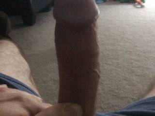 A photo of my husbands hot cock. I can't wait to slide down on his rock hard dick again and have him fuck me like he did after this pic was taken. 
Do you have anything else you could stick in me? Where would you put it? Where would you cum?!