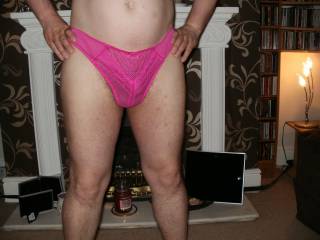 nice pink panties lent to me by my bbw fuck buddy.