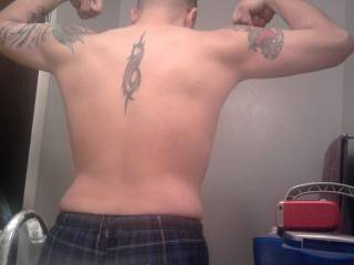 Self pic of back - showing tattoos
