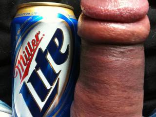 My MASSIVE thick dick dwarfing a beer can