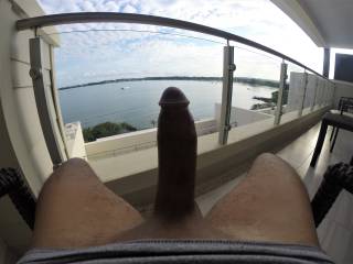 showing off my cock on my hotel balcony