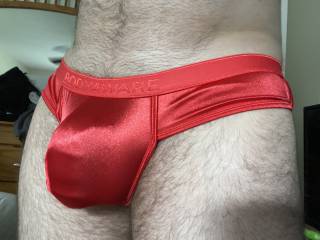 Red satin bulge