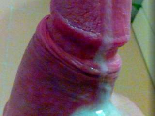 Oooooo, I love that cock with cum oozing out of it...I'd put my mouth over it  and suck you and swallow your cum.  It looks so delicious....your cock and cum.  MILF K