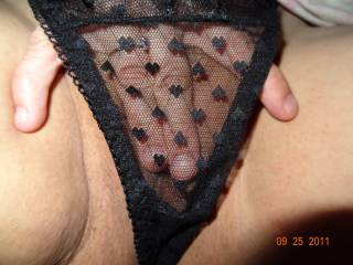 rubbing my hot pussy under the black lace