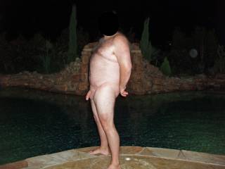 I took hubby out to the pool deck at night...stripped him...posed him for these pics!