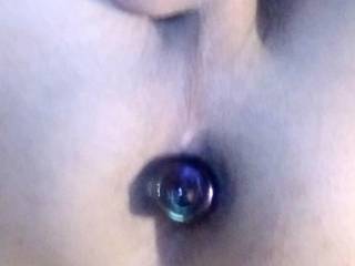 Just a pic of my smooth little hole with a plug. I wanna get a bigger plug to hold my hole open way more!