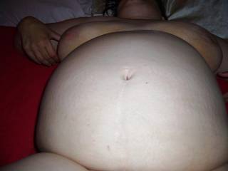 Would love to shoot a hot load all over that hot big belly then feed it to you
