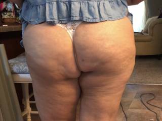 Teasing the AC repair guys in my little thing underwear.
