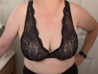Trying on a new bra