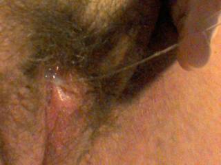 So much cum such small pussy hole, covered by fatty pussy lips. Hope you can see my sticky pussy juice