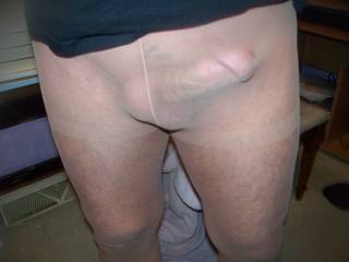 You look so sexy... Hard enough but trapped in nylons... Do you feel my hot breath behind the sheer garment?