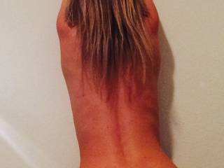 If I walked in on you like this I'd use both my hands to pin your wrists to the wall and massage your gorgeous ass all over with my warm stiff cock. 
Left, right , up and down, both inner thighs, slapping against pussy lips over and over, rubbing your hard clit until your juices coat my cock and are running down your thighs