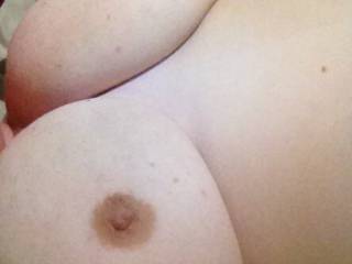 DD tits with nipples the size of a Aussie 10c piece lol doesn’t stop hubby from sucking and biting them though. Nothing gets me more wet!
