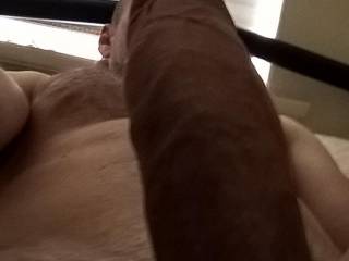Bodyshot of my erect cock covering my face