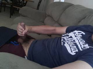 Love squeezing my hard cock!