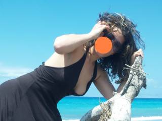 A young sluty gf of me "shows" her lovely tits under greek sun on a beach last week