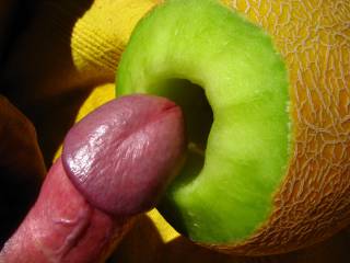 This is a HOT pic! The colors of your cock and the mellon are awesome.