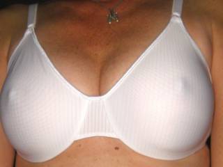 Wife's tits in a nice white bra