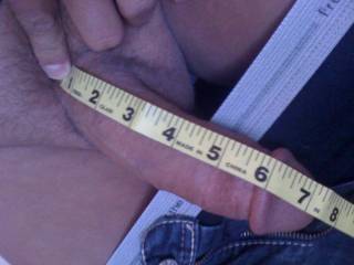 My soft dick measured for my curiosity.  My wife told me I had a big cock, so I thought I\'d check it out.  :)  What do you think?