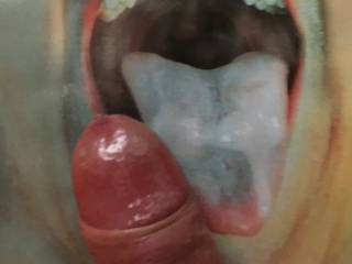 ....Not quite! My COCK on top of Danbrz5's OPEN MOUTH WITH FRESH THICK CUM on her tongue!!! OMFG!!! Loved it!!!