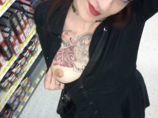 Flashing my tits at the store