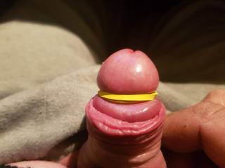 My sexy man sent me this hot pic of him banding the head of his cock.....Dam I wished I was squatting up & down on it till I made him cum.....Super sexy :-) xxx