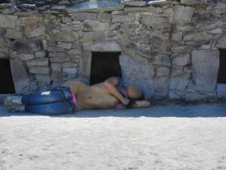 Getting naked at the ruins