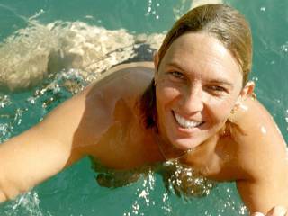 Swimming topless