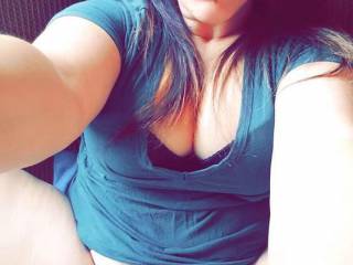Just relaxing after straightening my hair. Legs spread, pussy exposed for you.