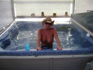 sure! may i serve you?
hot tub is right sized for an orgy!