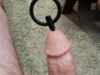 Another view of my cock with the new bullet shaped plug in, nlcely stretching my cock head.