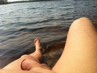 Skinny dipping at the lake.