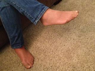 My candid pantyhose feet for CUM
