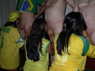 Line those dicks up...cock sucking competition...which I could participate...awesome pic!